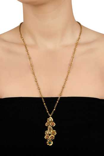 Tribe Amrapali Navratna Arya Chain Pendant Necklace