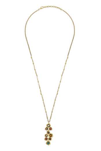 Tribe Amrapali Navratna Arya Chain Pendant Necklace
