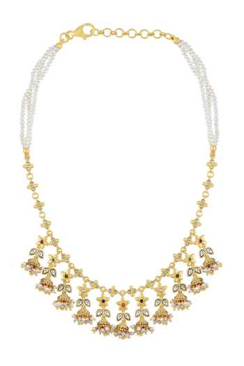 Tribe Amrapali Navratna Arya Jhumki Drop Necklace