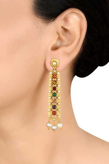 Tribe Amrapali Navratna Samyukta Earrings
