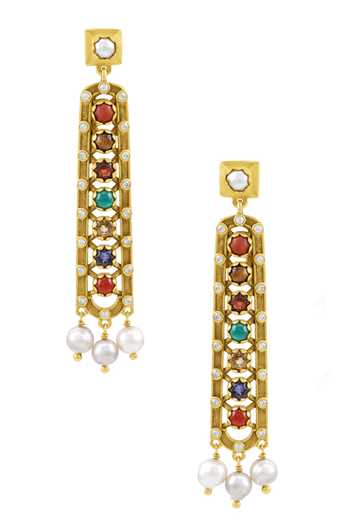 Tribe Amrapali Navratna Samyukta Earrings