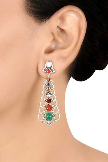 Tribe Amrapali Navratna Pyramid Earrings