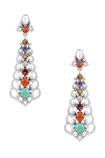 Tribe Amrapali Navratna Pyramid Earrings
