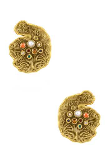 Tribe Amrapali Gold Plated Navratna Daksha Earrings Online at Aza Fashions Tribe Amrapali_Gold Plated Navratna Daksha Earrings _Online_at_Aza_Fashions