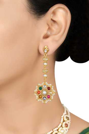 Tribe Amrapali Navratna Anika Earrings