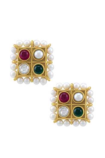 Tribe Amrapali Navratna Darshana Stud Earrings