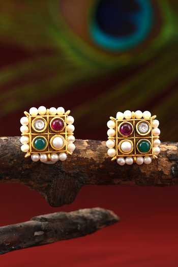 Tribe Amrapali Navratna Darshana Stud Earrings