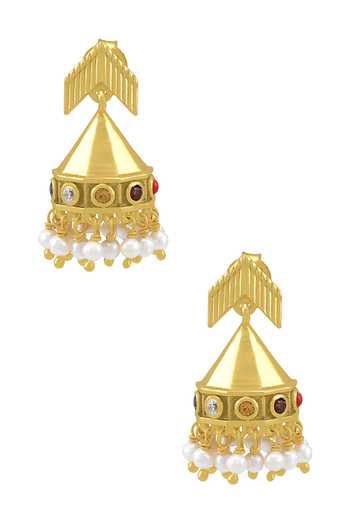 Tribe Amrapali Navratna Ritika Jhumka Earrings