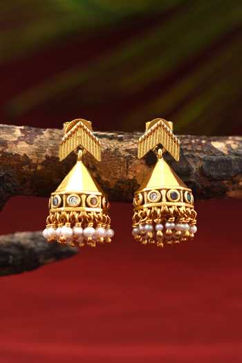 Tribe Amrapali Navratna Ritika Jhumka Earrings
