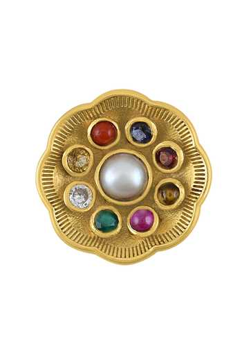 Buy Tribe Amrapali Gold Plated Navratna Kasi Ring Online at Aza Fashions Buy_Tribe Amrapali_Gold Plated Navratna Kasi Ring _Online_at_Aza_Fashions