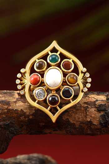 Buy Tribe Amrapali Gold Plated Navratna Anika Ring Online at Aza Fashions Buy_Tribe Amrapali_Gold Plated Navratna Anika Ring _Online_at_Aza_Fashions