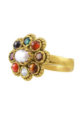 Tribe Amrapali Navratna Pushp Ring