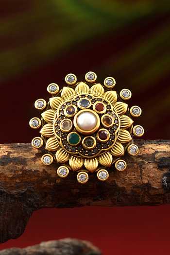 Buy Tribe Amrapali Gold Plated Navratna Fariha Ring Online at Aza Fashions Buy_Tribe Amrapali_Gold Plated Navratna Fariha Ring _Online_at_Aza_Fashions