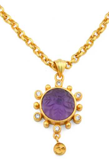 Buy_Totapari_Purple Crown Chakra Pendant Necklace _Online_at_Aza_Fashions