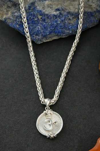 Buy_Totapari_Silver Sacred Om Pendant Necklace _Online_at_Aza_Fashions