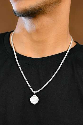 Totapari_Silver Sacred Om Pendant Necklace _at_Aza_Fashions