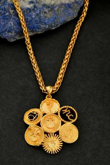Buy Totapari Gold Plated Naad Sound Chakra Resonance Pendant Necklace Online at Aza Fashions Buy_Totapari_Gold Plated Naad Sound Chakra Resonance Pendant Necklace _Online_at_Aza_Fashions