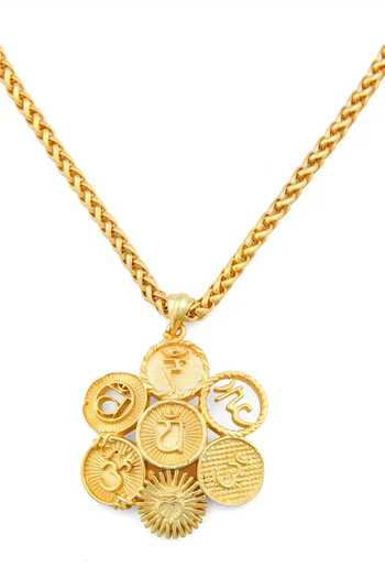 Shop Totapari Gold Plated Naad Sound Chakra Resonance Pendant Necklace Online at Aza Fashions Shop_Totapari_Gold Plated Naad Sound Chakra Resonance Pendant Necklace _Online_at_Aza_Fashions
