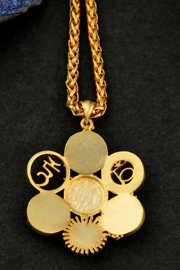 Totapari Gold Plated Naad Sound Chakra Resonance Pendant Necklace at Aza Fashions Totapari_Gold Plated Naad Sound Chakra Resonance Pendant Necklace _at_Aza_Fashions