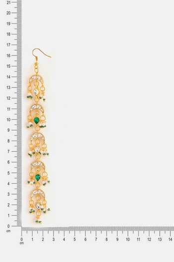 Ruby Raang Green Chandra Jhalar Five-tier Crescent Kalgi at Aza Fashions Ruby Raang_Green Chandra Jhalar Five-tier Crescent Kalgi _at_Aza_Fashions
