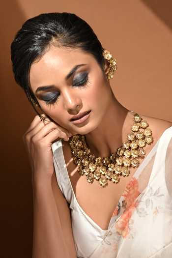 Anki Bunki Aditi Four Layer Floral Bib Choker Necklace Set 