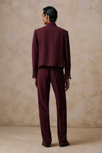 Nirmooha Nocturne Cherry Plum Bandhgala Set