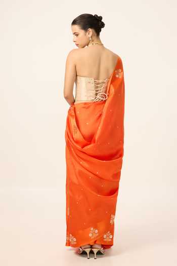 Ekaya Banaras Handwoven Cutwork Silk Saree With Running Blouse 
