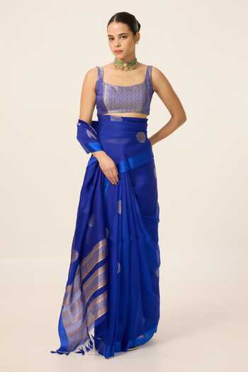 Ekaya Banaras Handwoven Electric Saree With Running Blouse Piece 