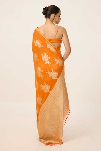 Ekaya Banaras Chiffon Saree With Running Blouse Piece 