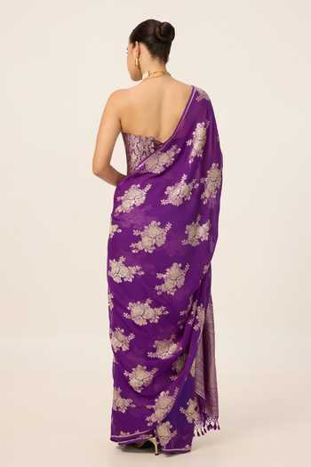 Ekaya Banaras Handwoven Chiffon Saree With Running Blouse Piece 