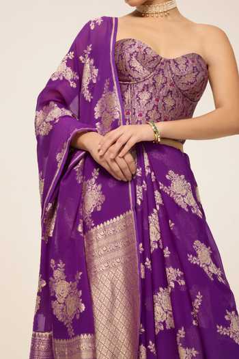 Buy Ekaya Banaras Purple Chiffon Handwoven Saree With Running Blouse Piece Online at Aza Fashions Buy_Ekaya Banaras_Purple Chiffon Handwoven Saree With Running Blouse Piece _Online_at_Aza_Fashions