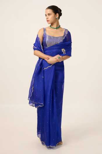 Ekaya Banaras Handwoven Organza Saree With Running Blouse Piece 