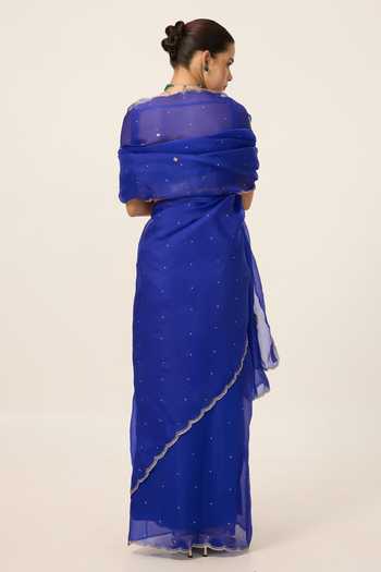 Ekaya Banaras Handwoven Organza Saree With Running Blouse Piece 
