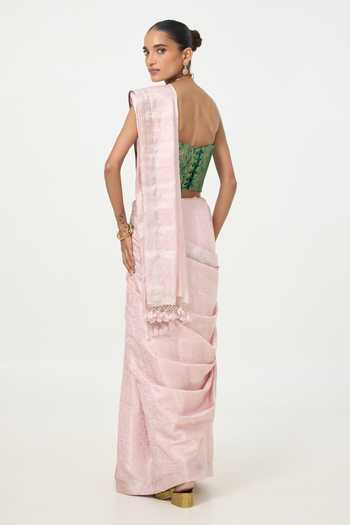 Ekaya Banaras Handwoven Tissue Saree With Running Blouse Piece 