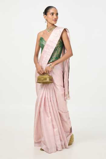 Ekaya Banaras Handwoven Tissue Saree With Running Blouse Piece 