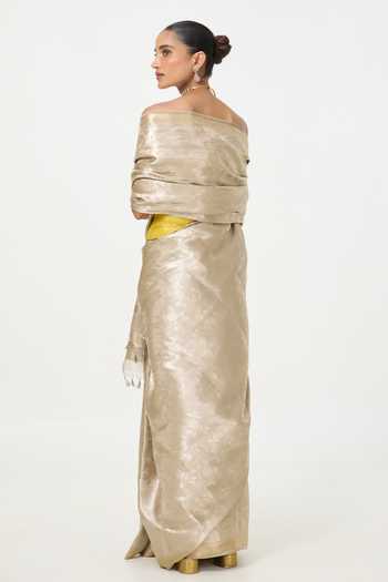 Ekaya Banaras Handwoven Tissue Saree With Running Blouse Piece 