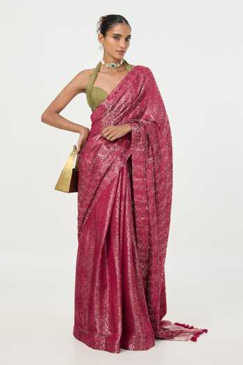 Ekaya Banaras Handwoven Tissue Saree With Running Blouse Piece 