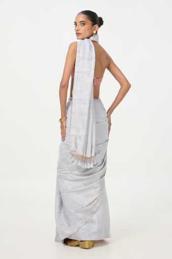 Ekaya Banaras Handwoven Ice Saree With Running Blouse Piece 