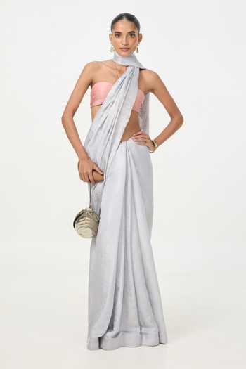 Ekaya Banaras Handwoven Ice Saree With Running Blouse Piece 