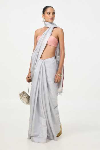 Ekaya Banaras Blue Tissue Handwoven Ice Saree With Running Blouse Piece Online at Aza Fashions Ekaya Banaras_Blue Tissue Handwoven Ice Saree With Running Blouse Piece _Online_at_Aza_Fashions