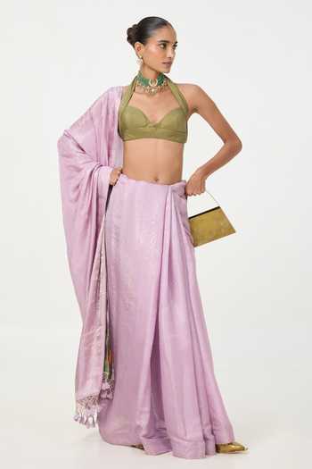 Ekaya Banaras Purple Tissue Handwoven Saree With Running Blouse Online at Aza Fashions Ekaya Banaras_Purple Tissue Handwoven Saree With Running Blouse _Online_at_Aza_Fashions