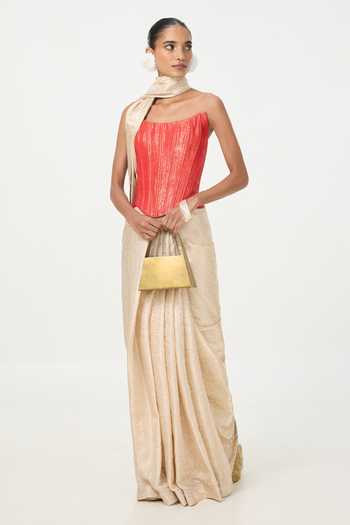 Ekaya Banaras Off White Tissue Handwoven Saree With Running Blouse Piece Online at Aza Fashions Ekaya Banaras_Off White Tissue Handwoven Saree With Running Blouse Piece _Online_at_Aza_Fashions