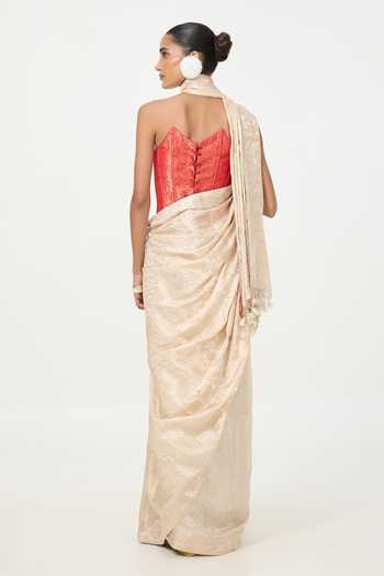 Ekaya Banaras Handwoven Tissue Saree With Running Blouse Piece 