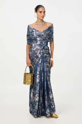 Ekaya Banaras Blue Tissue Handwoven Saree With Running Blouse Online at Aza Fashions Ekaya Banaras_Blue Tissue Handwoven Saree With Running Blouse _Online_at_Aza_Fashions