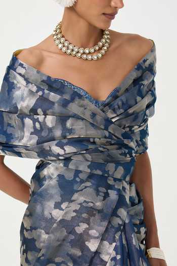 Buy Ekaya Banaras Blue Tissue Handwoven Saree With Running Blouse Online at Aza Fashions Buy_Ekaya Banaras_Blue Tissue Handwoven Saree With Running Blouse _Online_at_Aza_Fashions