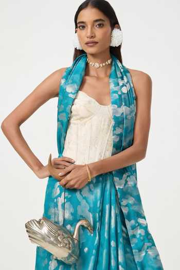Buy Ekaya Banaras Blue Tissue Handwoven Turquoise Saree With Running Blouse Piece Online at Aza Fashions Buy_Ekaya Banaras_Blue Tissue Handwoven Turquoise Saree With Running Blouse Piece _Online_at_Aza_Fashions