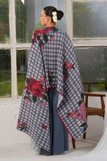 Buy Moh India Multi Color Satin Mayfair Bloom Print Cape Online at Aza Fashions Buy_Moh India_Multi Color Satin Mayfair Bloom Print Cape _Online_at_Aza_Fashions