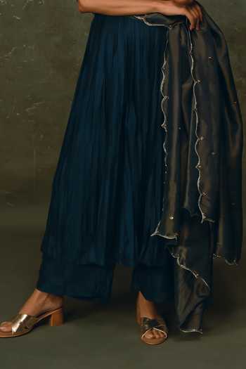 17:17 By Simmi Saboo Blue Silk, Organza Scoop Neck Embroidered Anarkali Set Online at Aza Fashions 17:17 By Simmi Saboo_Blue Silk, Organza Scoop Neck Embroidered Anarkali Set _Online_at_Aza_Fashions