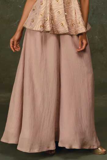 17:17 By Simmi Saboo Purple Round Neck Embroidered Peplum Top And Gharara Set Online at Aza Fashions 17:17 By Simmi Saboo_Purple Round Neck Embroidered Peplum Top And Gharara Set _Online_at_Aza_Fashions