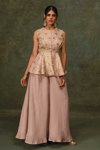 17:17 By Simmi Saboo Embroidered Peplum Top & Gharara Set